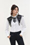 Elegant and Modern Style Women's Shoulder Shawl with Geometric Handcrafted Pattern - Scarf Collar (Collar)-Black-White