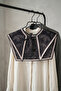 Elegant and Modern Style Women's Shoulder Shawl with Geometric Handcrafted Pattern - Scarf Collar (Collar)-Black-White - 5