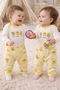 Unisex Yellow Chick Printed Cotton Baby Pajama Set – Long Sleeve Top and Bottom Set - 3
