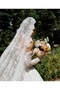 Lez Lace Long Vintage Veil with Comb 2 Meters Lace Veil - 4