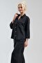 Women's Black 100% Cotton 3/4 Sleeve Shirt with Large Pockets - 3