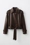 New Season Trendy Leather Jacket with Buttons and Belt - 5