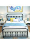 Iron Single and Half Bed with under Storage for Adults and Children Modern Design Black 120X200 cm - 2