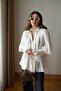 White Ruched and Sleeve Detail Shirt very comfortable - 4