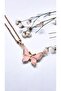 Pink Enamel Zircon Stone Butterfly Figure Steel Necklace - 4