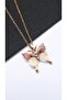 Colorful Tulle Model Steel Necklace with Butterfly Figure