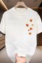 Unisex Cotton White Oversize "Autumn Leaves" Printed Crew Neck Casual T-Shirt