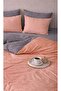 Double Elastic Sheet Duvet Cover Set Cotton Salmon-Grey - 2