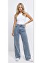Women's Stone Washed Jeans High Waist Loose Legs - 3