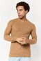 Men Crew Neck Textured Sweater, Brown