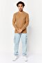 Men Crew Neck Textured Sweater, Brown - 2