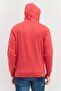 Men Hooded Brand Logo Long Sleeves Sweatshirt, Red - 2