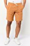 Men Drawstring Textured Basic Shorts, Rust