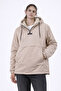 Slim Fit Fur Lined Kangaroo Pocket Women's Raincoat Coat Cream