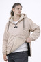 Slim Fit Fur Lined Kangaroo Pocket Women's Raincoat Coat Cream - 2