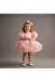 Girl's Dress Powder Pink Balloon Sleeve Bow Tutu Princess Birthday Party Dress - 3