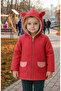 Girl's Baby Pink Red Navy Blue Polka Dot Patterned Hooded Cute Stylish Coat Jacket