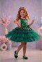 Girl's Emerald Green Sequined Tulle Dress - 2