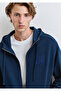 Zippered Hooded Navy Blue Sweatshirt 0S10392-89353 - 5