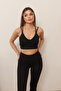 Black Covered Bustier - Double String Straps and Back Cross Detail - 9024 - 3