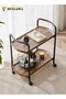 2-Tier Rolling Storage Shelves, Metal Rolling Serving Cart with Handle and Wheels - 3