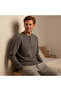 Men's Cotton Collared Buttoned Pocketed Gift Bundle and Dowry Set Gray Melange Color Pajama Set Al00 - 5