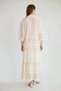 Women's Cream Shawl Embroidered Cotton Shirt Skirt Set - 4