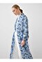Printed Chiffon Kimono - Blue Patterned- - 3