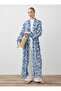 Printed Chiffon Kimono - Blue Patterned- - 2