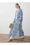 Printed Chiffon Kimono - Blue Patterned- - 7