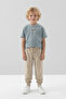 Crew Neck Tropical Patterned Boys' 2-Piece Bottom Top T-Shirt Pants Summer Tracksuit Set - 4
