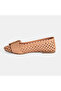 Women's Pink Perforated Leather Ballerinas with Buckle Accessories - 3