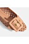 Women's Pink Perforated Leather Ballerinas with Buckle Accessories - 6