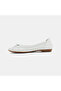 Women's White Braided Bow Detailed Leather Ballerinas - 3
