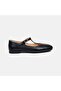 Women's Black Adjustable Buckled T-Band Leather Ballet Flats - 2