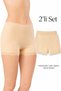 Women's Lace Trim Ribbed Boxer Shorts Set of 2 - Soft Stretchy Cotton Everyday Underwear