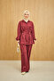 Women's Hidden Zipper Belted Trouser Suit Burgundy - 4