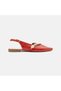 Women's Red Colored Pointed Toe Patent Leather Ballerinas with Stone Accessories - 2
