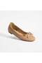 Women's Powder Knitted Detailed Bow Leather Ballerinas - 5