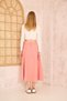 Women's Pink Midi Length Slim Fit Melton Textured Fabric High Waist Pocketed Kilos Skirt 700-3461209 - 5