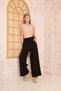Women's Elastic Waist, Pockets, Wide Legs, Loose Viscose Trousers/Sweatpants Black 3465210 - 3