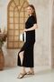 Women's Black Slit Full-Fit Polo Collar Short Sleeve Long Casual Comfortable Sports Dress 3525275 - 6