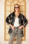 Women's Melton Plaid Patterned Comfortable Fit Long Pocketed Sports Lumberjack Shirt Black 700-3539363 - 8