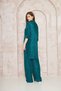 Women's Emerald Pleated Wide-Leg Elastic Waist Trousers Tunic Shirt Double Pleated Loose Suit 3573374 - 4