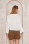 Women's 100% Cotton White Muslin Double-Breasted Waist Tie Casual Style Daily Stylish Anti-Sweat Blouse 700-3610286 - 7