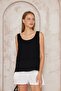 Women's Black 100% Cotton Muslin Dirty Stitching Strappy Layered Casual Basic Undershirt Blouse 3423242 - 2