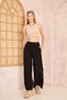 Women's Elastic Waist, Pockets, Wide Legs, Loose Viscose Trousers/Sweatpants Black 3465210 - 4