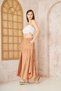 Women's Camel Pocketed Asymmetrical Cut Ruffled Elastic Waist Flared 3-Layer Loose Sports Skirt 3574297 - 3
