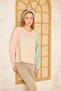 Women's Beige Powder Mint Round Neck Seam Detail Long Sleeve Sweatshirt Blouse 700-3472231