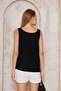 Women's Black 100% Cotton Muslin Dirty Stitching Strappy Layered Casual Basic Undershirt Blouse 3423242 - 7